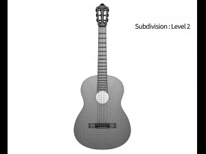 guitare classique noire Modèle 3D