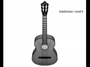 guitare classique noire Modèle 3D