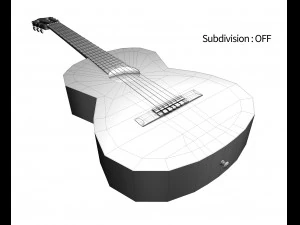 guitare classique noire Modèle 3D