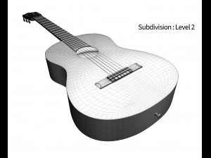 guitare classique noire Modèle 3D