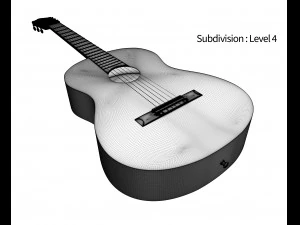 guitare classique noire Modèle 3D