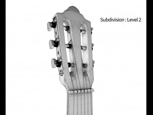 guitare classique noire Modèle 3D