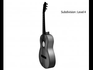 guitare classique noire Modèle 3D