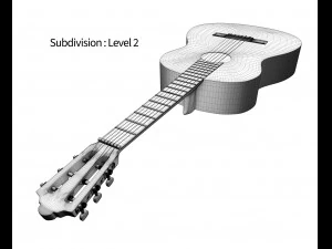 guitare classique noire Modèle 3D