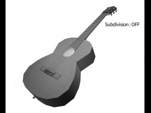 guitare classique noire Modèle 3D