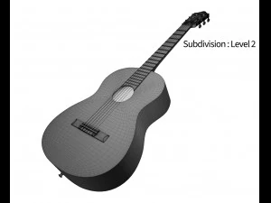 guitare classique noire Modèle 3D