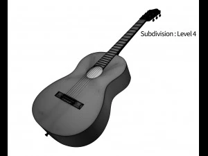 guitare classique noire Modèle 3D