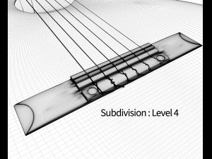 guitare classique noire Modèle 3D
