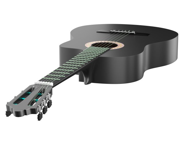 black classic guitar 3D Model .c4d .max .obj .3ds .fbx .stl .blend 