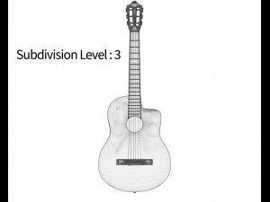 siyah klasik gitar 3D Model