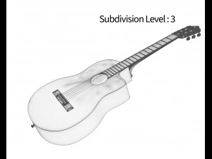 siyah klasik gitar 3D Model
