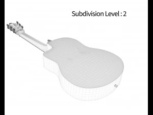siyah klasik gitar 3D Model