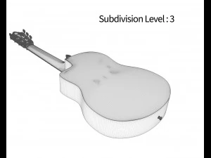 siyah klasik gitar 3D Model