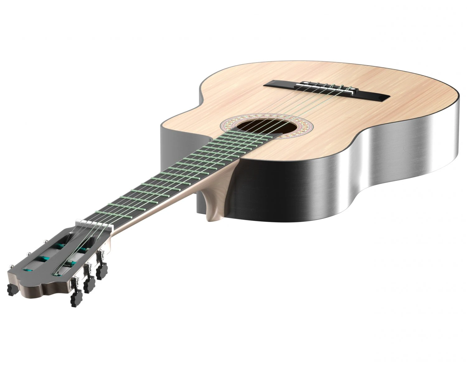 guitarra cl&aacute;ssica escura Modelo 3D .c4d .max .obj .3ds .fbx .stl .blend 