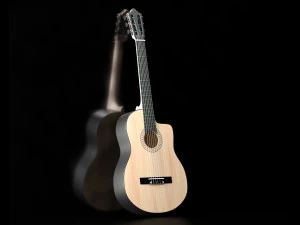 guitarra cl&aacute;ssica escura Modelo 3D