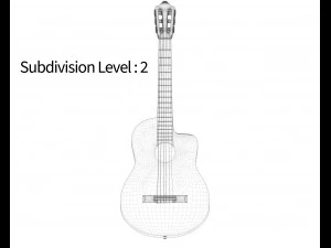 guitarra cl&aacute;ssica escura Modelo 3D