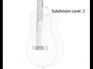 guitarra cl&aacute;ssica escura Modelo 3D