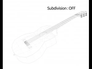 guitarra cl&aacute;ssica escura Modelo 3D