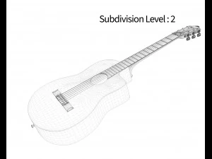 guitarra cl&aacute;ssica escura Modelo 3D