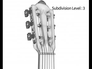 guitarra cl&aacute;ssica escura Modelo 3D
