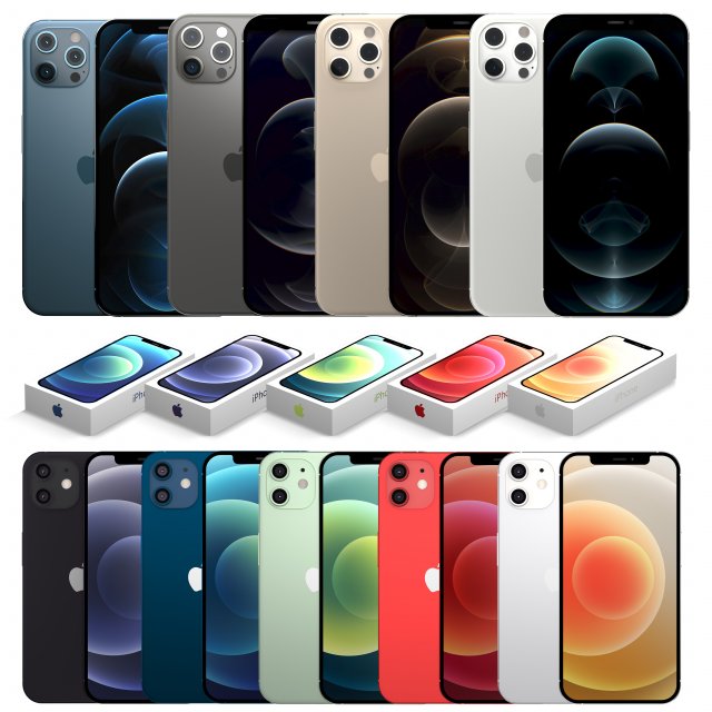 apple iphone 2020 collection 3Dモデル .c4d .max .obj .3ds .fbx .stl .blend 