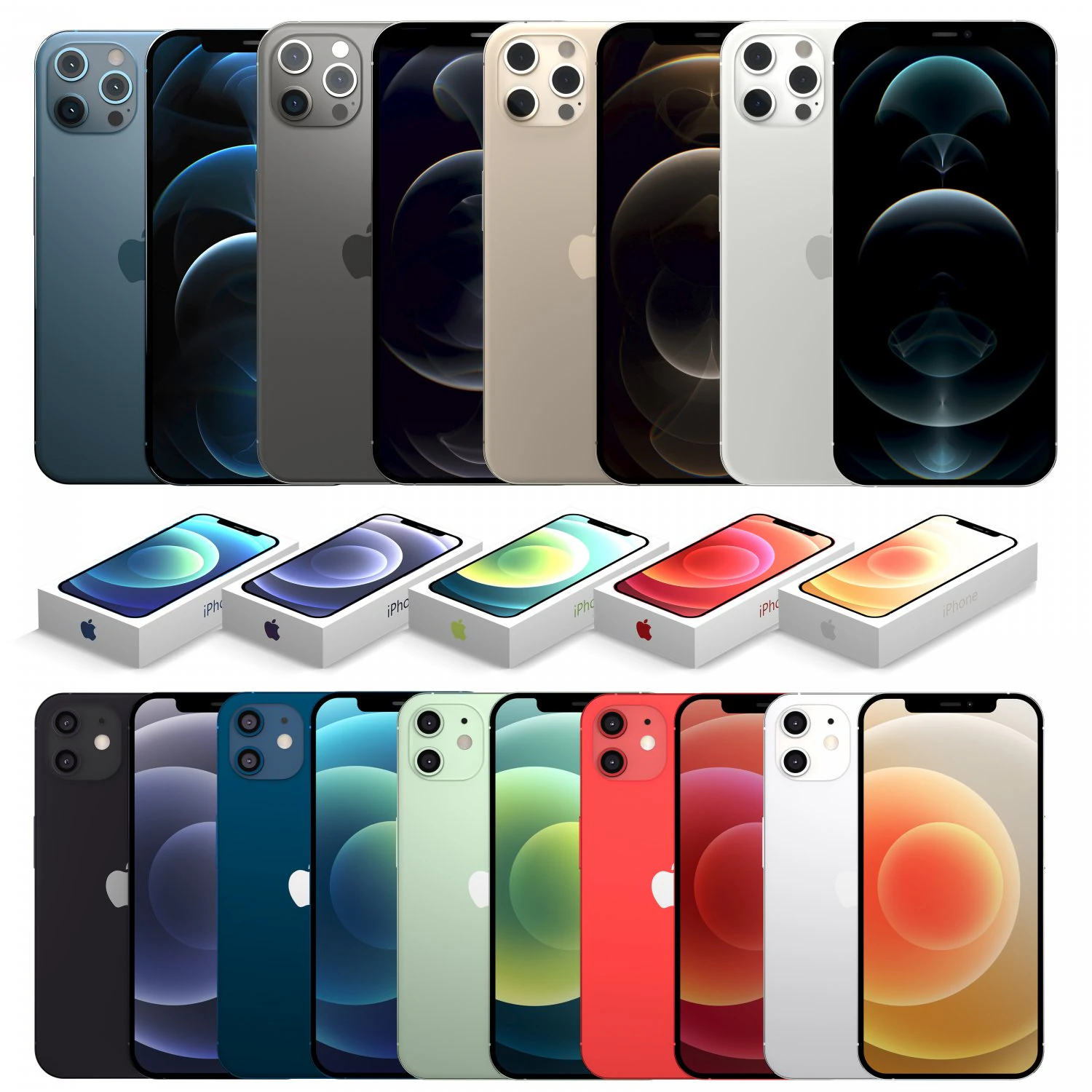 apple iphone 2020 collection 3D Model .c4d .max .obj .3ds .fbx .stl .blend 
