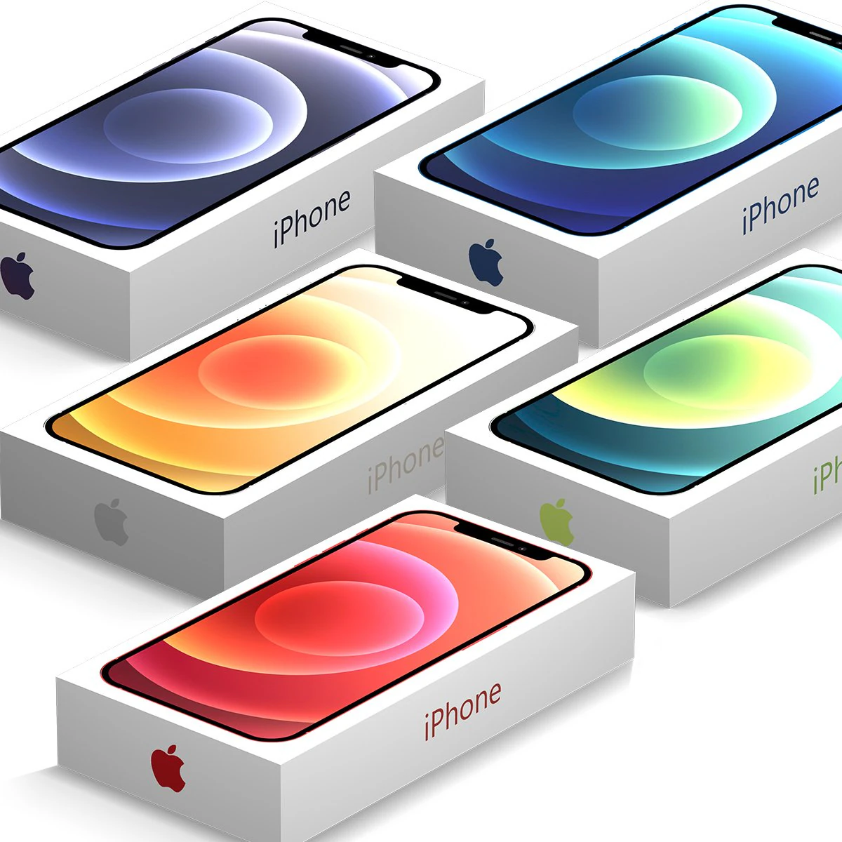apple iphone 12 boxes 3D Model .c4d .max .obj .3ds .fbx .stl .blend 