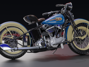 Harley Davidson Knucklehead EL 1936 Motorcycle Low Poly Modello 3D