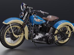 Harley Davidson Knucklehead EL 1936 Motorcycle Low Poly Modello 3D