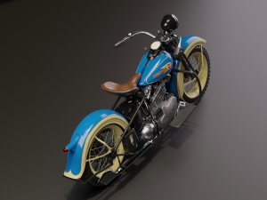 Harley Davidson Knucklehead EL 1936 Motorcycle Low Poly Modello 3D