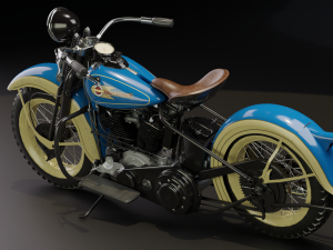 Harley Davidson Knucklehead EL 1936 Motorcycle Low Poly Modello 3D