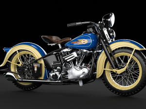 Harley Davidson Knucklehead EL 1936 Motorcycle Low Poly Modello 3D