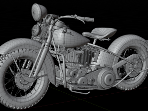 Harley Davidson Knucklehead EL 1936 Motorcycle Low Poly Modello 3D