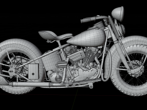 Harley Davidson Knucklehead EL 1936 Motorcycle Low Poly Modello 3D