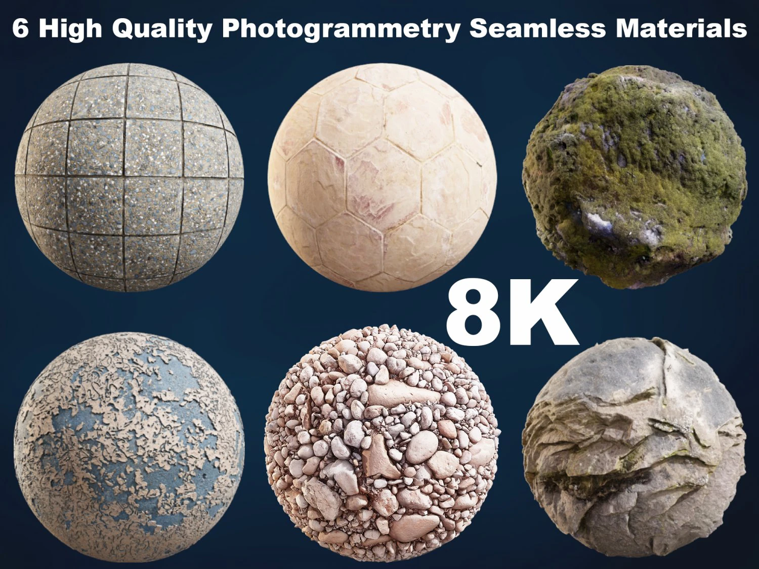 6 high quality photogrammetry seamless pbr materials texture CG Textures .c4d .max .obj .3ds .fbx .stl .blend 
