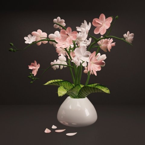 bouquet pink white flower Modello 3D .c4d .max .obj .3ds .fbx .stl .blend 