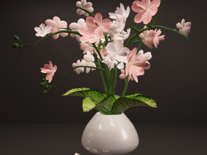 bouquet pink white flower 3D 모델