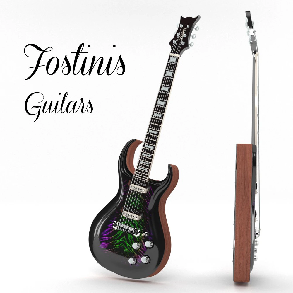 electric guitar fostins 3D Model .c4d .max .obj .3ds .fbx .stl .blend 