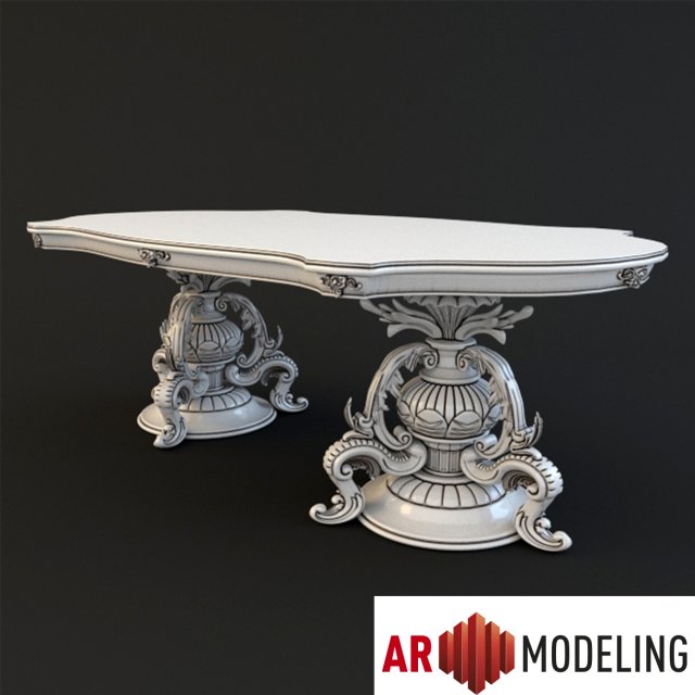 classic dining carved table 3Dモデル .c4d .max .obj .3ds .fbx .stl .blend 