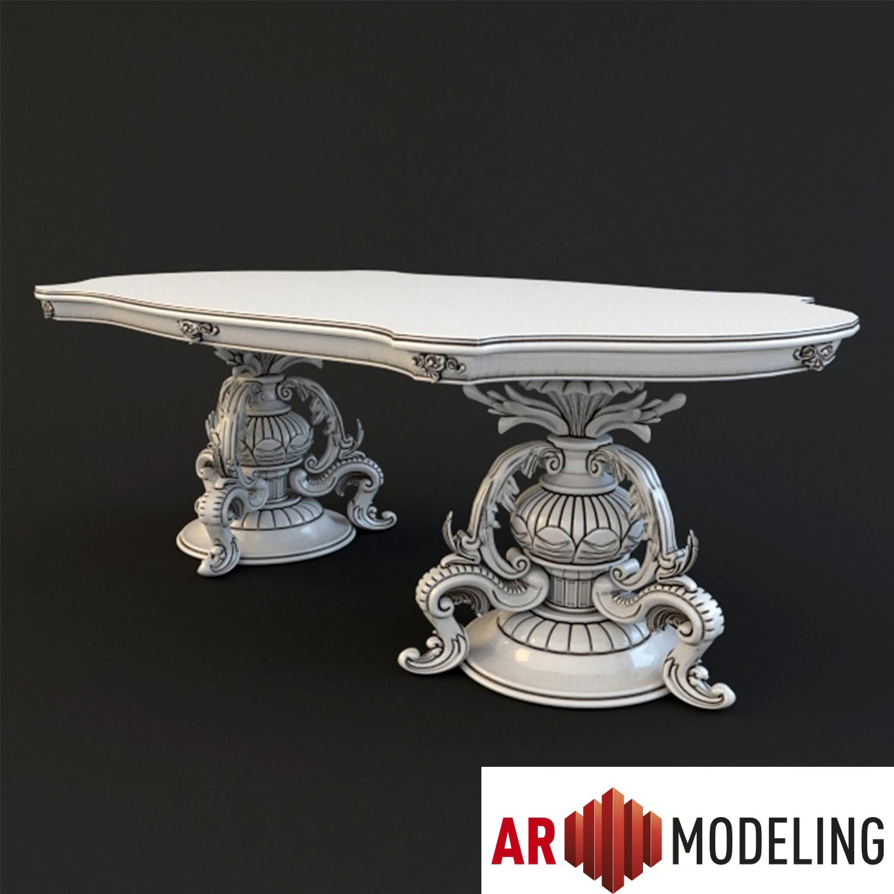 classic dining carved table 3D Model .c4d .max .obj .3ds .fbx .stl .blend