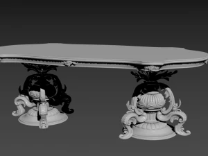 classic dining carved table 3D Model