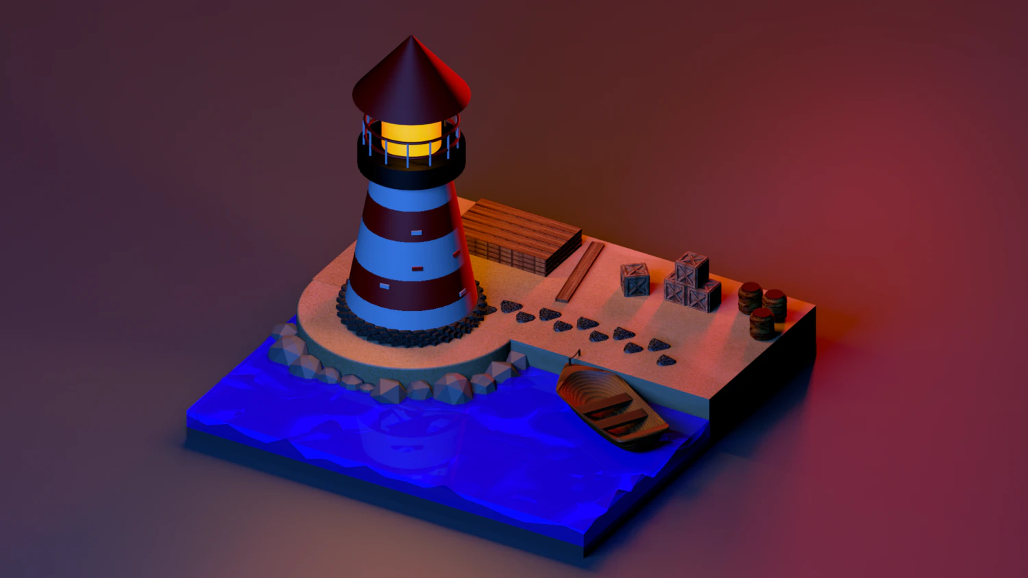 low poly modeling - lighthouse 3D Model .c4d .max .obj .3ds .fbx .stl .blend 