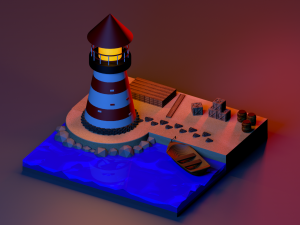 low poly modeling - lighthouse 3Dモデル