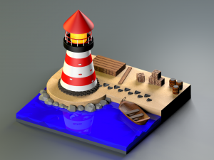low poly modeling - lighthouse 3D 模型