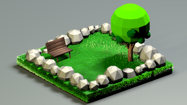 low poly modeling - green park 3D Model .c4d .max .obj .3ds .fbx .stl .blend 