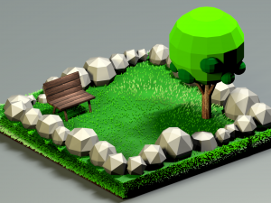 low poly modeling - green park 3D 모델