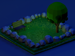 low poly modeling - green park 3D Model