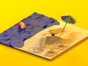 düşük poli modelleme - plaj 3D Model