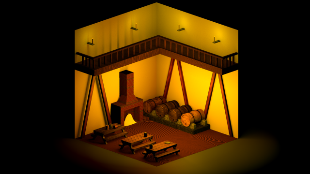 low poly modeling - tavern 3Dモデル .c4d .max .obj .3ds .fbx .stl .blend 