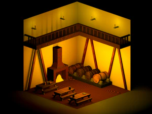 низькополігональне моделювання - таверна 3D Модель